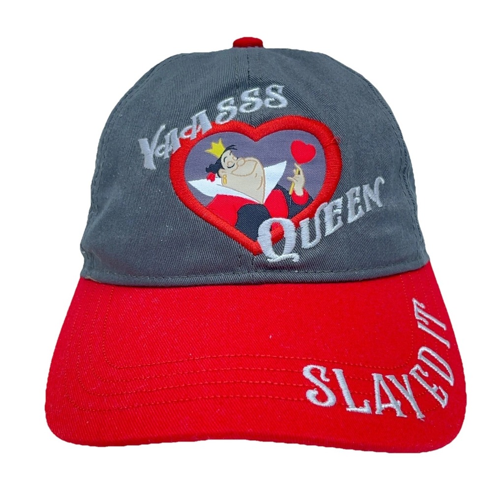 Disney Hat Cap Strap Back Gray‎ Red Alice In Wonderland Baseball Queen of Hearts